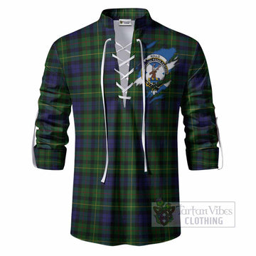Rollo Clan Crest In Me Tartan Ghillie Shirt Scotland Flag Style