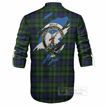 Rollo Clan Crest In Me Tartan Ghillie Shirt Scotland Flag Style