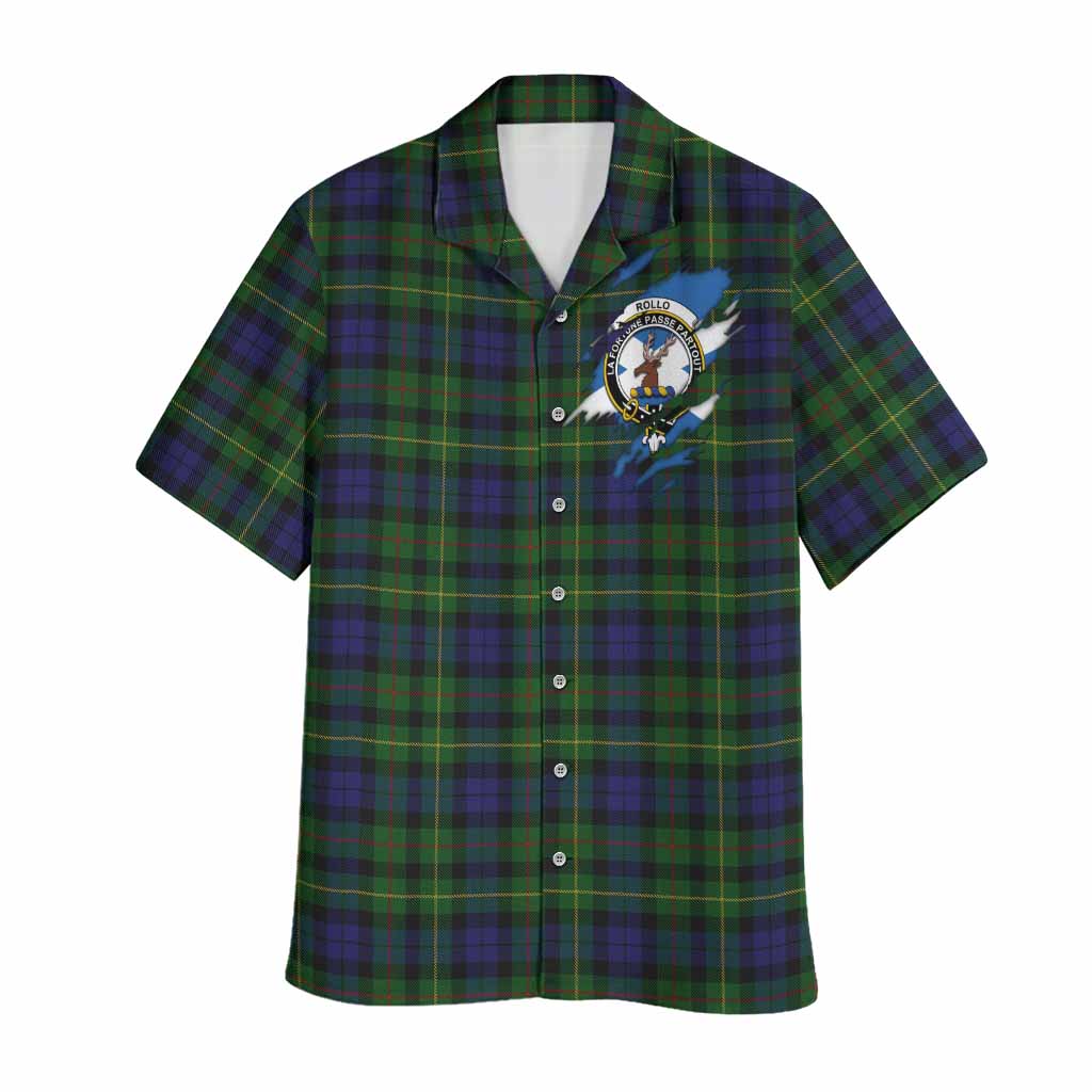 Rollo Clan Crest In Me Tartan Hawaiian Shirt Scotland Flag Style