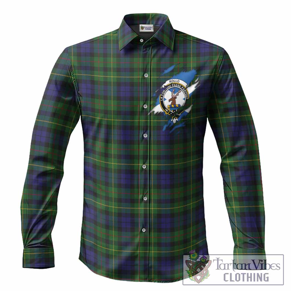 Rollo Clan Crest In Me Tartan Long Sleeve Button Shirts Scotland Flag Style