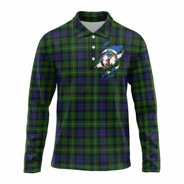 Rollo Clan Crest In Me Tartan Long Sleeve Polo Shirt Scotland Flag Style
