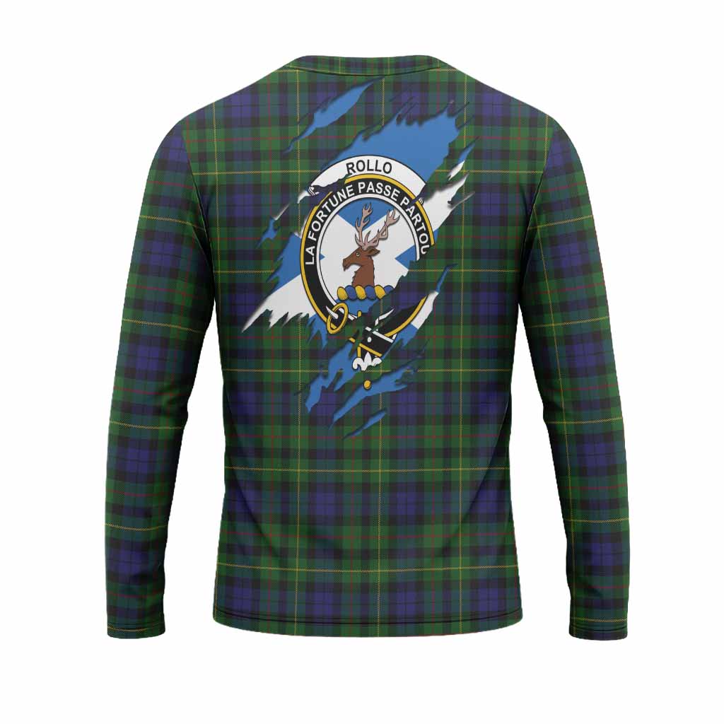 Rollo Clan Crest In Me Tartan Long Sleeve T-Shirt Scotland Flag Style