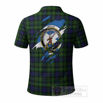 Rollo Clan Crest In Me Tartan Polo Shirt Scotland Flag Style