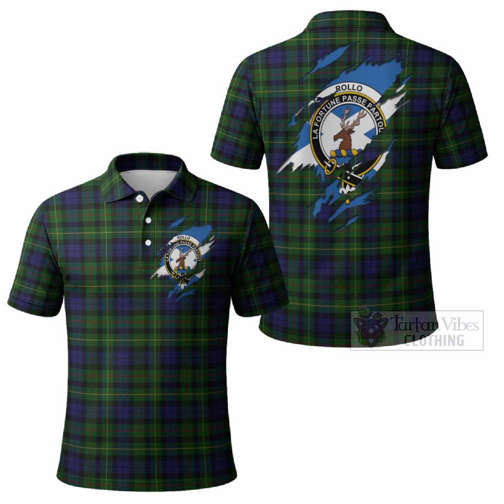 Rollo Clan Crest In Me Tartan Polo Shirt Scotland Flag Style