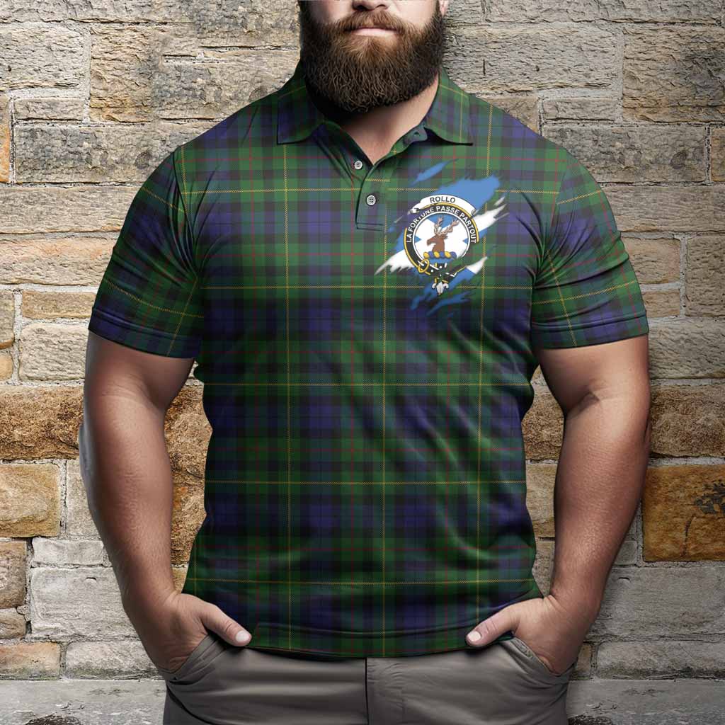 Rollo Clan Crest In Me Tartan Polo Shirt Scotland Flag Style