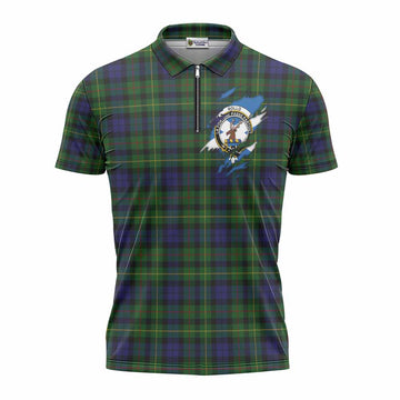 Rollo Clan Crest In Me Tartan Zipper Polo Shirt Scotland Flag Style