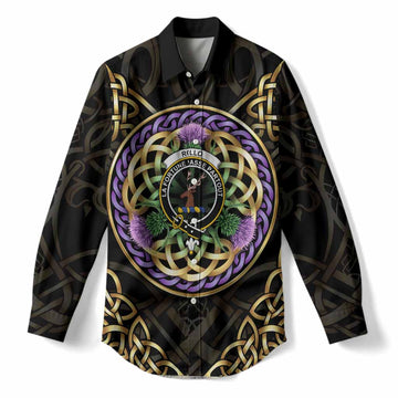 Rollo Clan Crest Women Casual Shirt Celtic Scottish Thistle