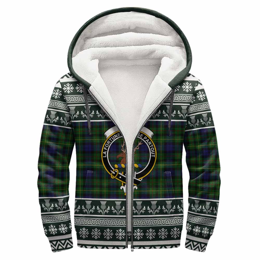 Rollo Clan Tartan Christmas Fleece Hoodie with Family Crest - Tartan Vibes Clothing