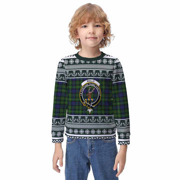 Rollo Clan Tartan Christmas Kid Ugly Sweatshirt with Family Crest