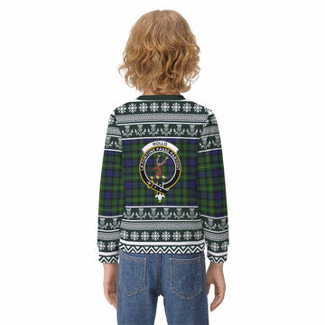 Rollo Clan Tartan Christmas Kid Ugly Sweatshirt with Family Crest