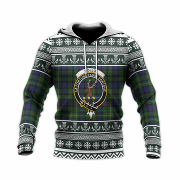 Rollo Clan Tartan Christmas Knitted Hoodie with Family Crest
