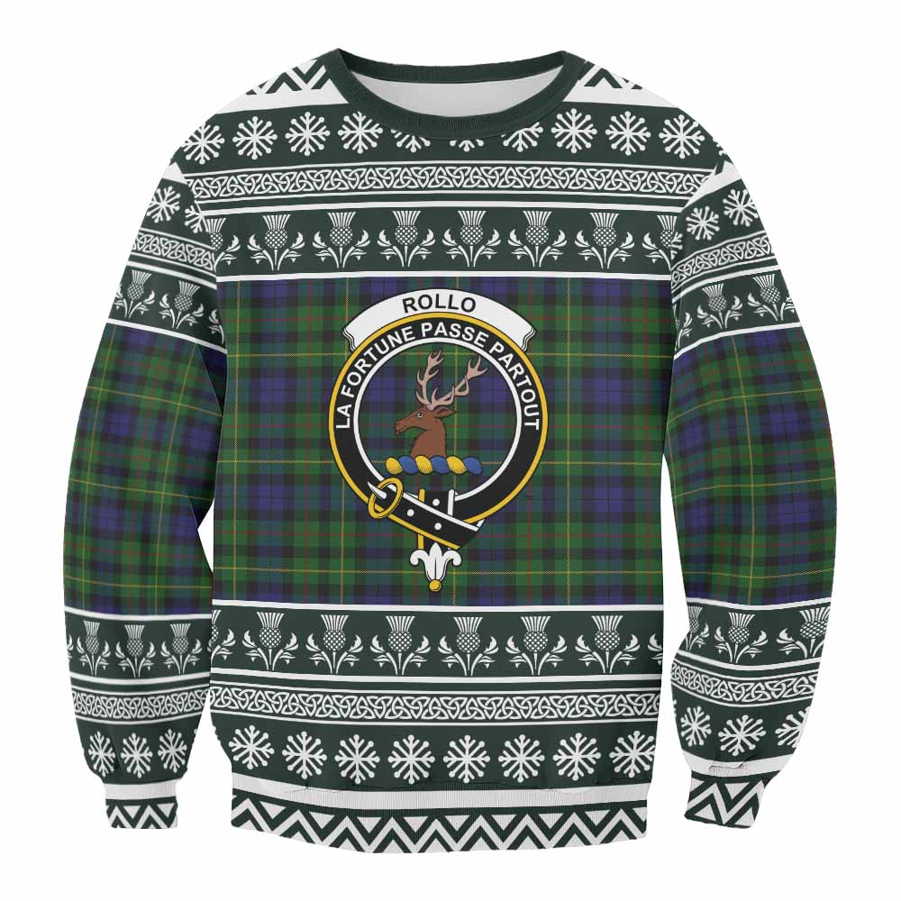 Rollo Clan Tartan Christmas Sweatshirt with Family Crest - Tartan Vibes Clothing