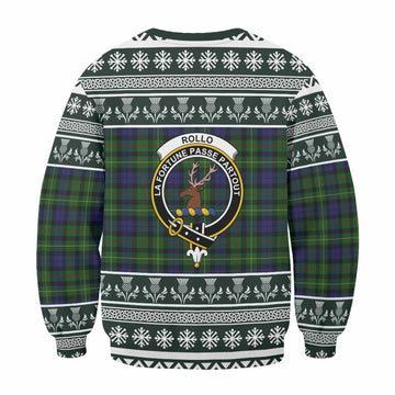 Rollo Clan Tartan Christmas Sweatshirt with Family Crest