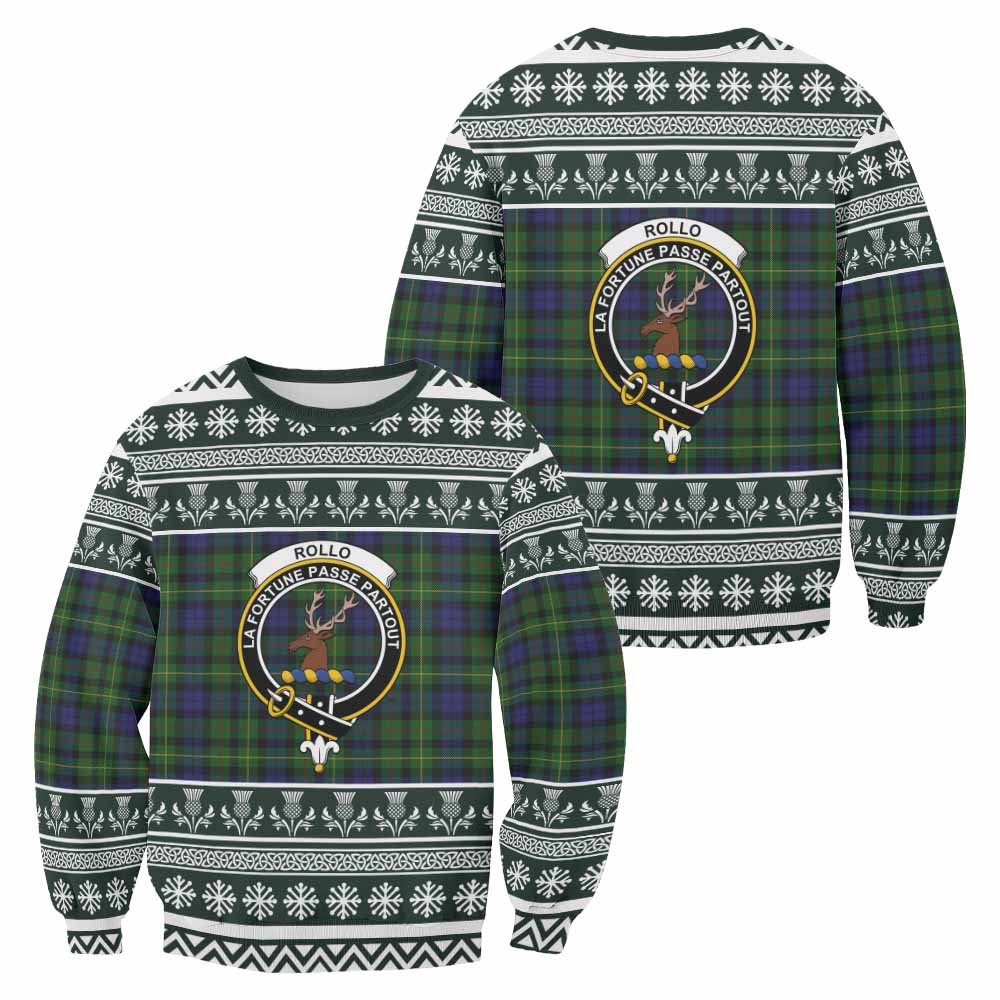 Rollo Clan Tartan Christmas Sweatshirt with Family Crest - Tartan Vibes Clothing