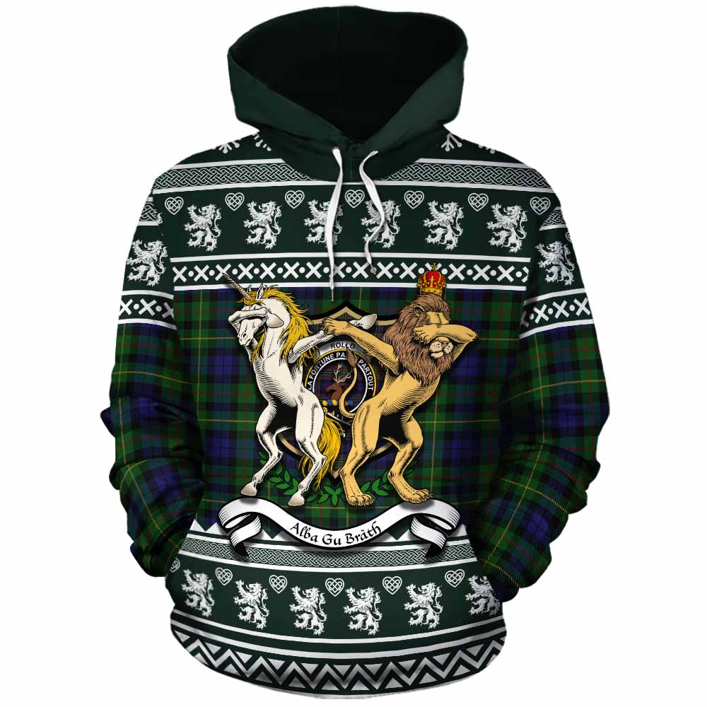 Rollo Clan Tartan Crest Christmas Cotton Hoodie Coat of Arms Funny Style - Tartan Vibes Clothing