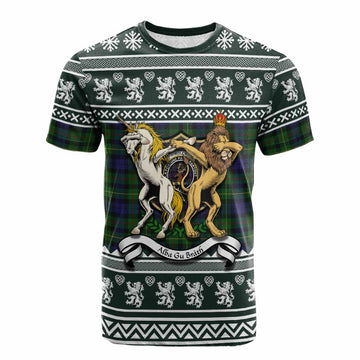 Rollo Clan Tartan Crest Christmas Cotton T-shirt Coat of Arms Funny Style