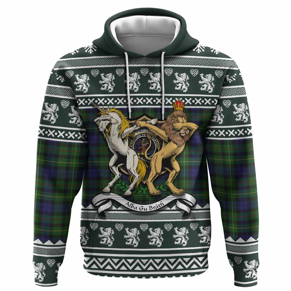 Rollo Clan Tartan Crest Christmas Hoodie Coat of Arms Funny Style - Tartan Vibes Clothing