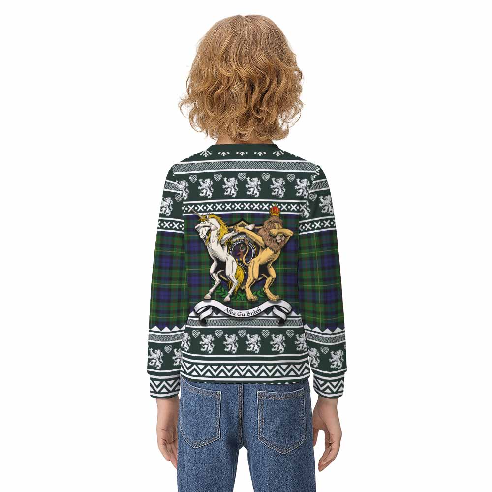 Rollo Clan Tartan Crest Christmas Kid Ugly Sweatshirt Coat of Arms Funny Style - Tartan Vibes Clothing