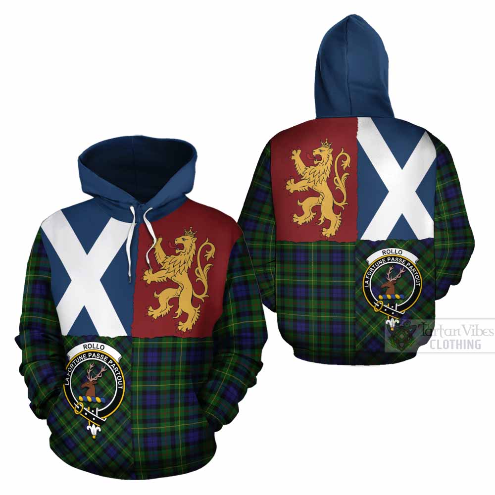 Rollo Crest Tartan Cotton Hoodie with Lion Rampant Saltire Style - Tartan Vibes Clothing