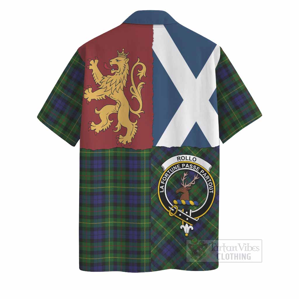 Rollo Crest Tartan Hawaiian Shirt with Lion Rampant Saltire Style