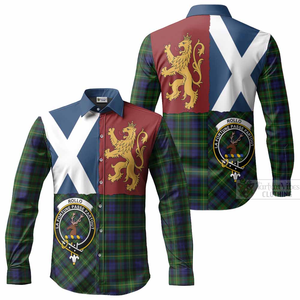 Rollo Crest Tartan Long Sleeve Button Shirts with Lion Rampant Saltire Style