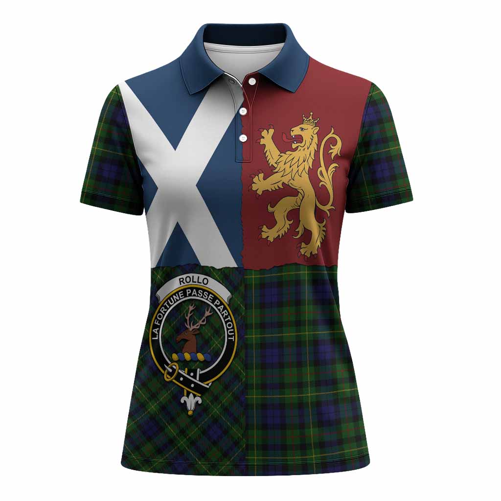 Rollo Crest Tartan Women Polo Shirt with Lion Rampant Saltire Style