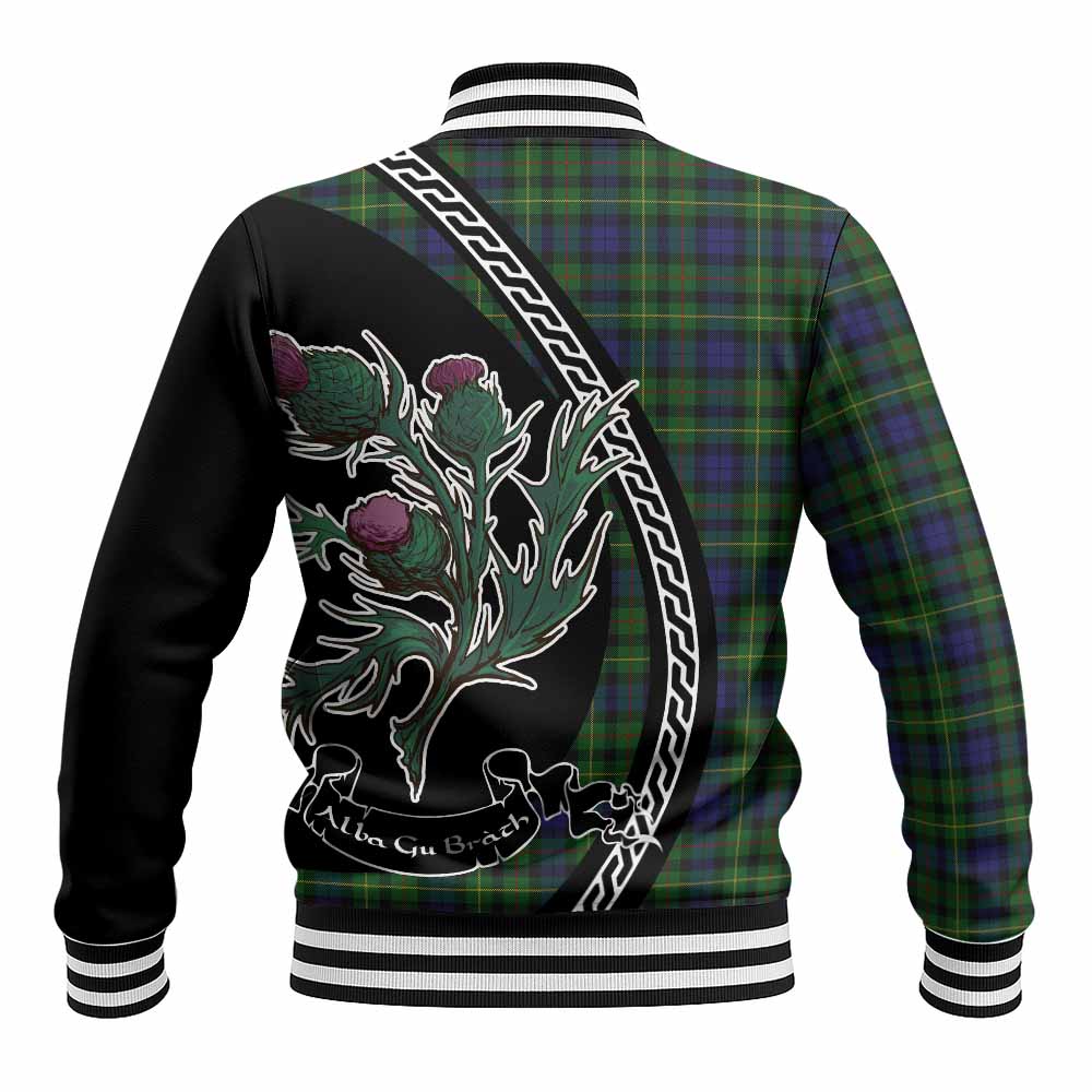 Rollo Family Crest Tartan Baseball Jacket Alba Thistle Inspired - Tartan Vibes Clothing