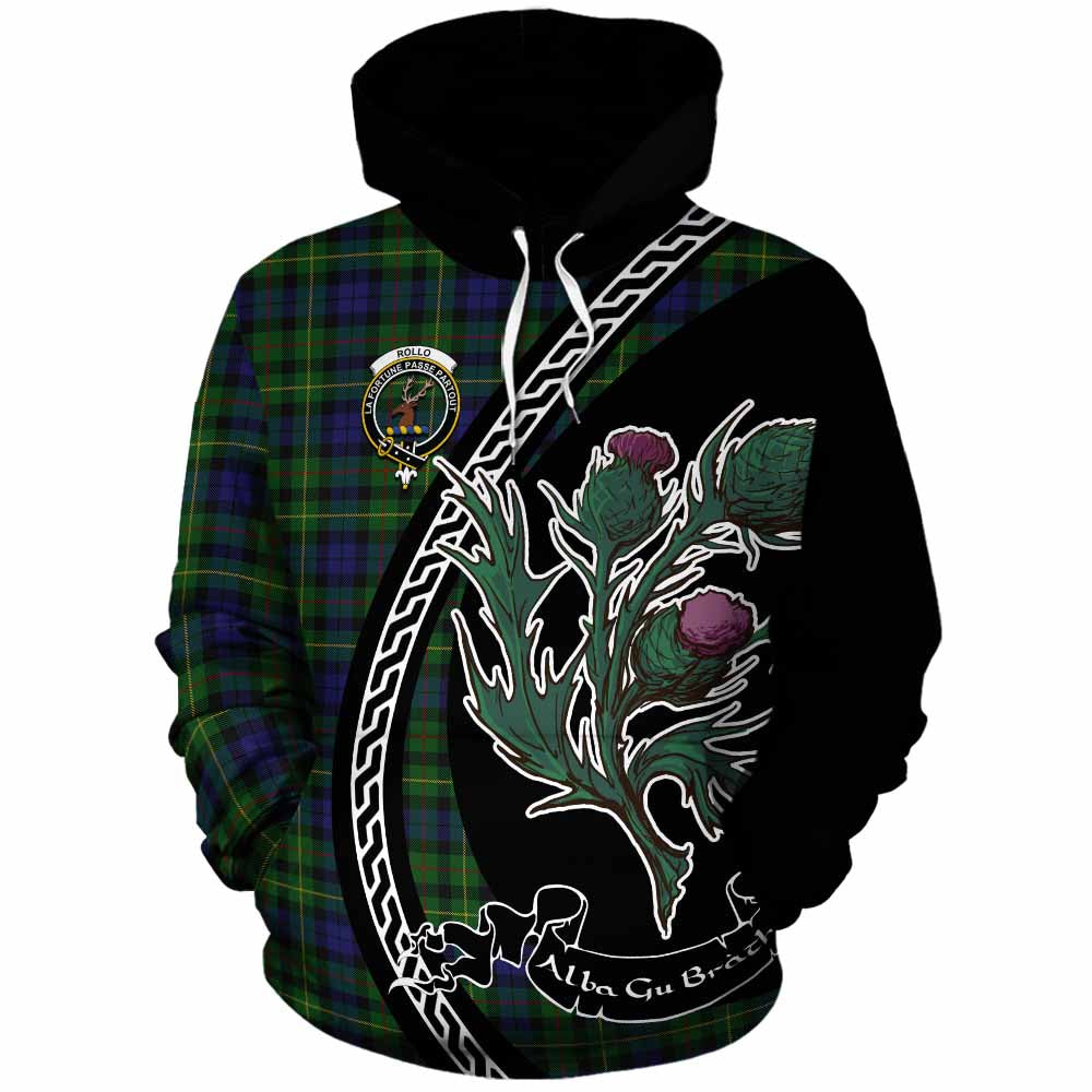Rollo Family Crest Tartan Cotton Hoodie Alba Thistle Inspired - Tartan Vibes Clothing