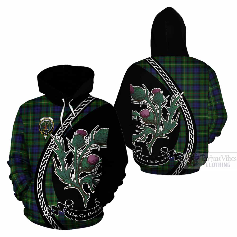 Rollo Family Crest Tartan Cotton Hoodie Alba Thistle Inspired - Tartan Vibes Clothing