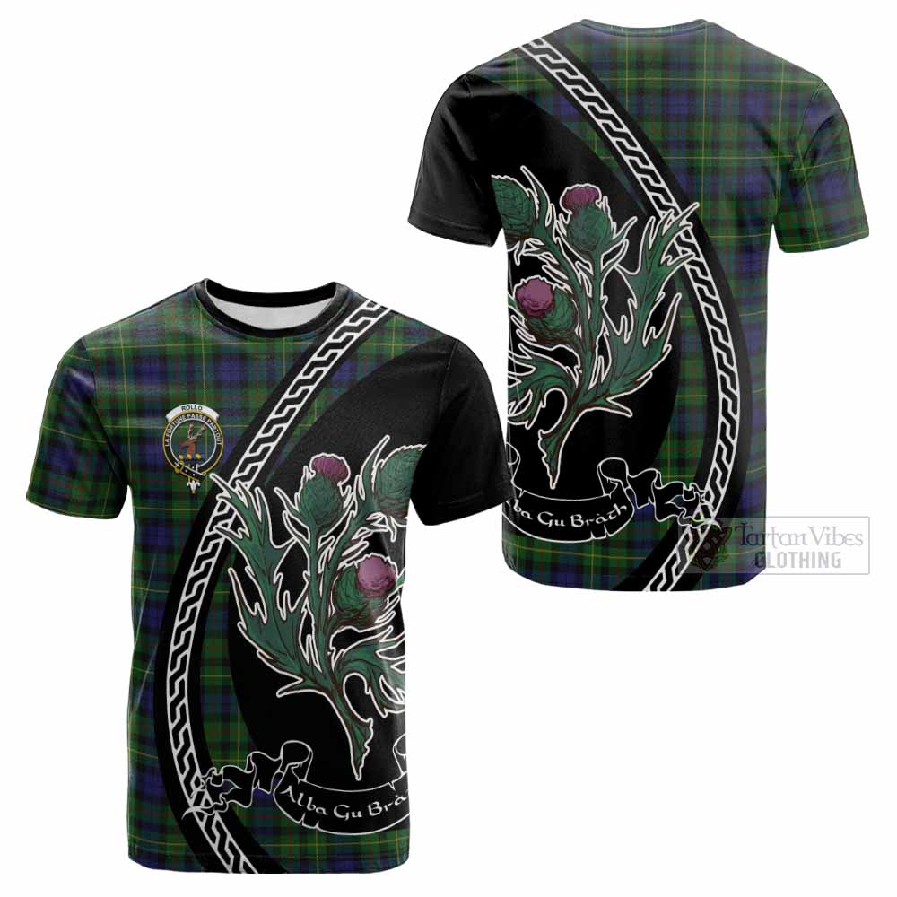 Rollo Family Crest Tartan Cotton T-shirt Alba Thistle Inspired - Tartan Vibes Clothing