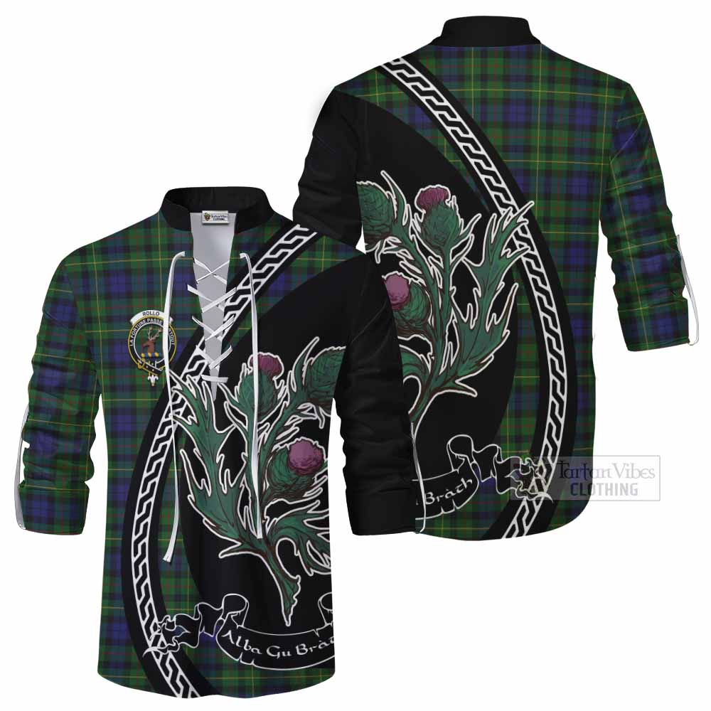 Rollo Family Crest Tartan Ghillie Shirt Alba Thistle Inspired - Tartan Vibes Clothing