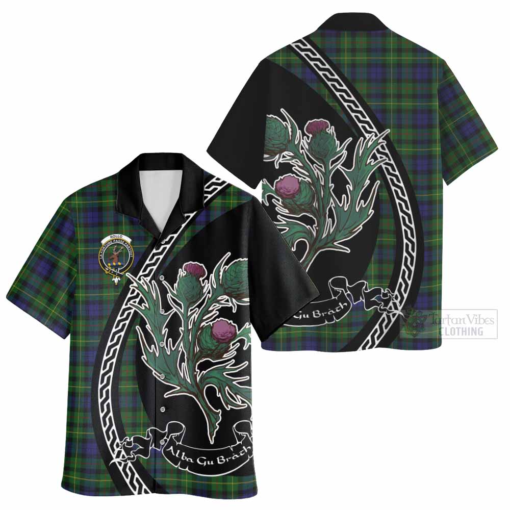 Rollo Family Crest Tartan Hawaiian Shirt Alba Thistle Inspired - Tartan Vibes Clothing