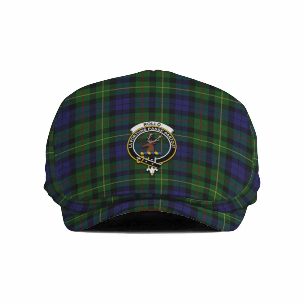 Rollo Family Crest Tartan Jeff Cap, Tartan Flat Cap