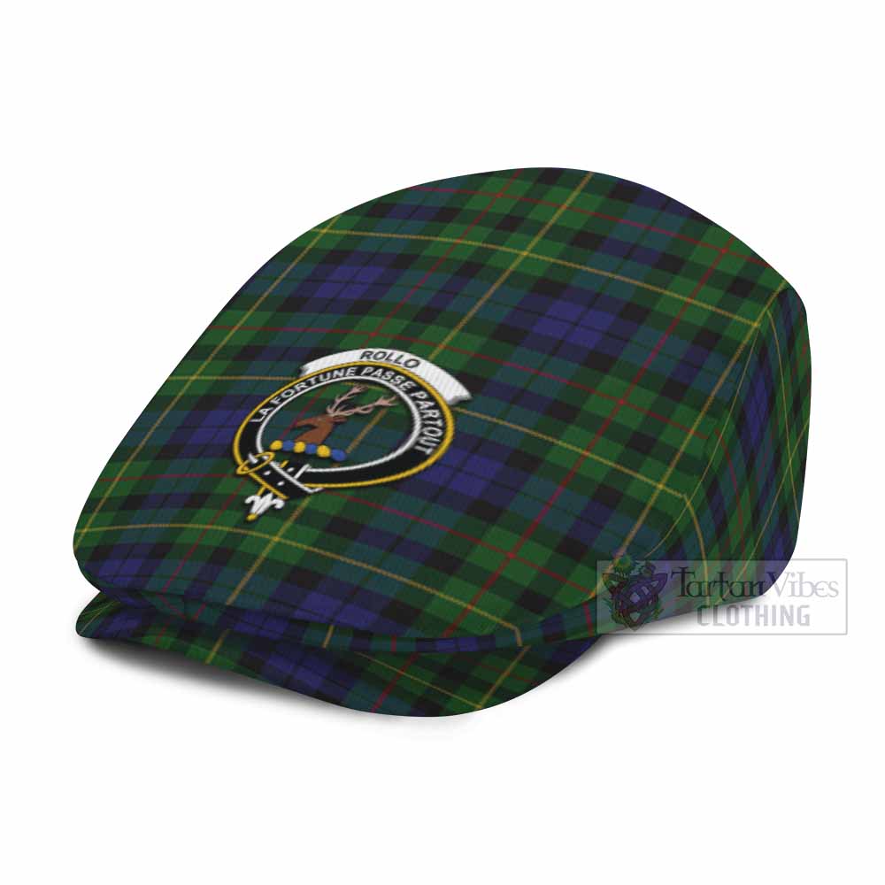 Rollo Family Crest Tartan Jeff Cap, Tartan Flat Cap