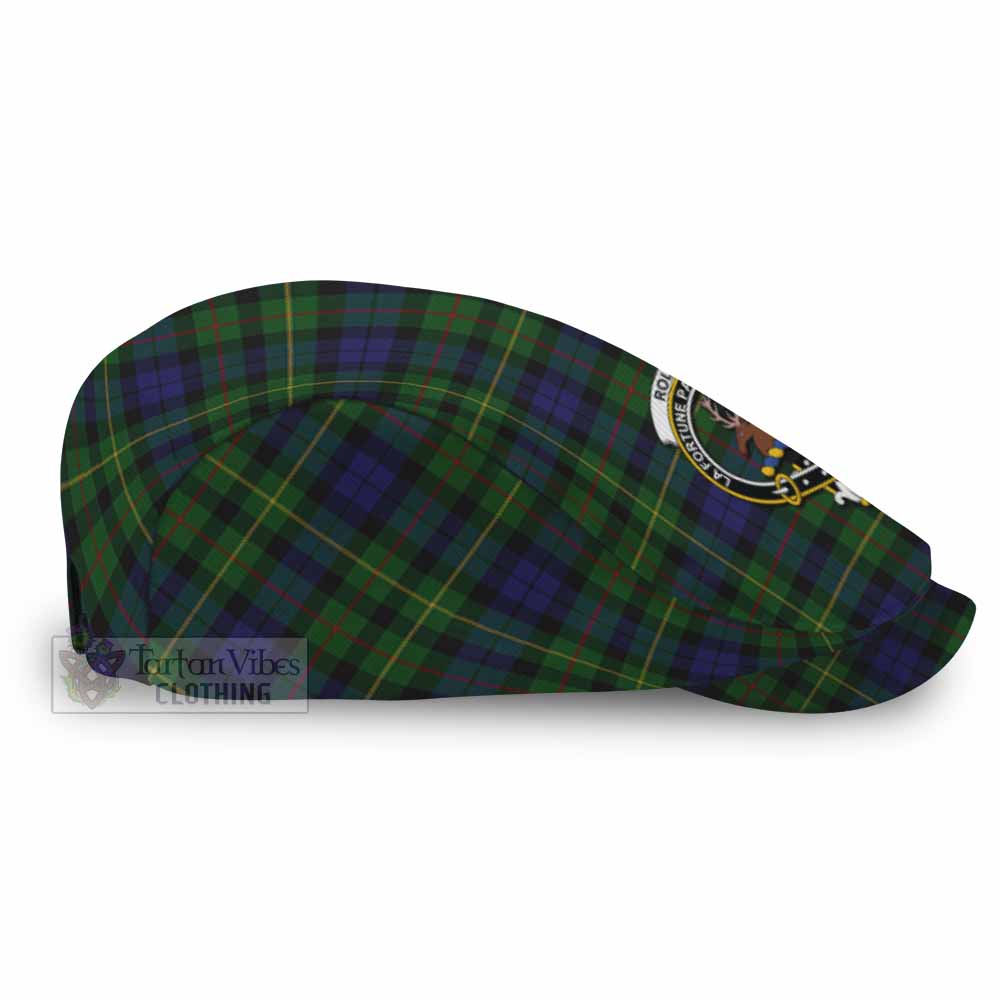 Rollo Family Crest Tartan Jeff Cap, Tartan Flat Cap
