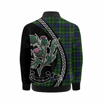Rollo Family Crest Tartan Kid Bomber Jacket Alba Thistle Inspired
