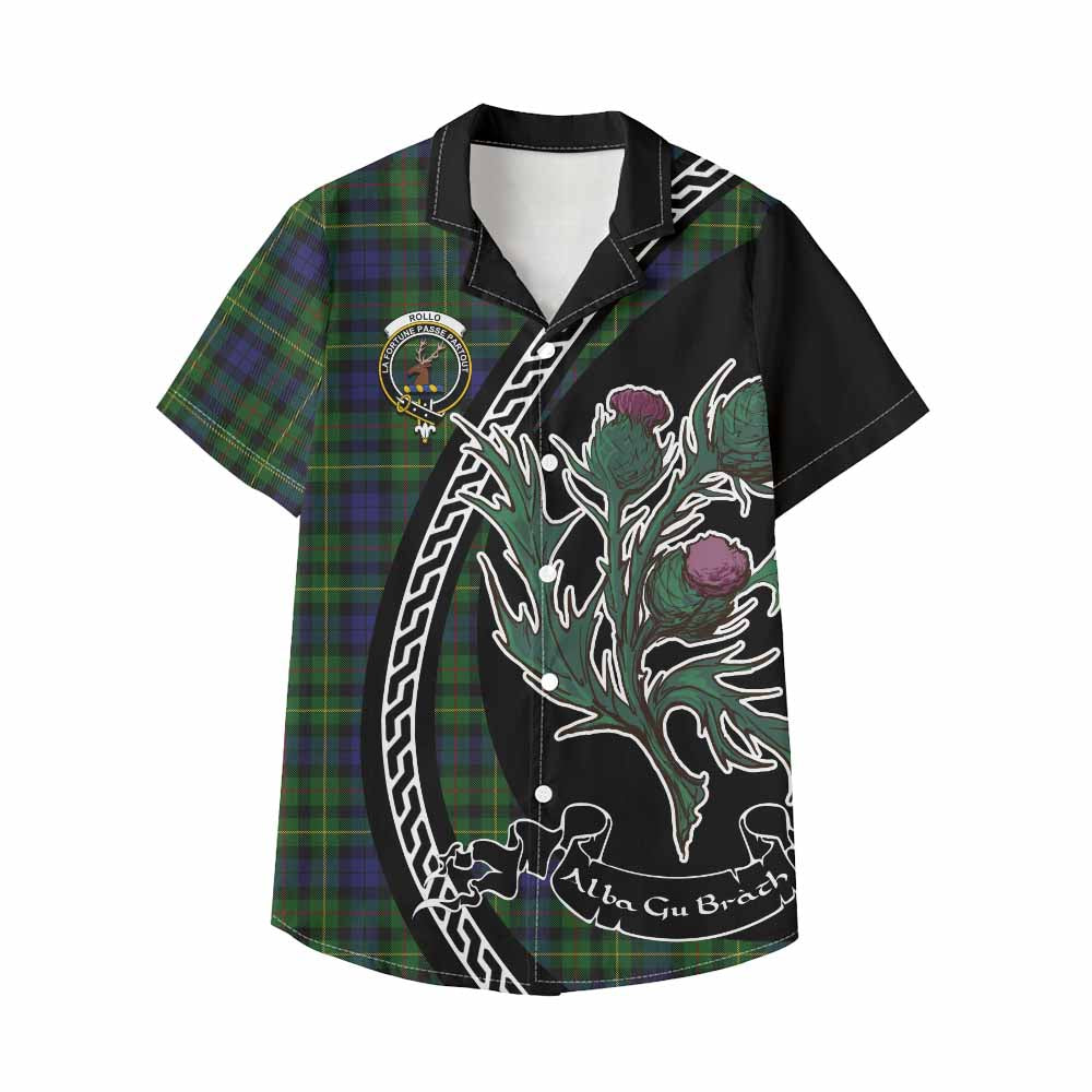Rollo Family Crest Tartan Kid Hawaiian Shirt Alba Thistle Inspired - Tartan Vibes Clothing