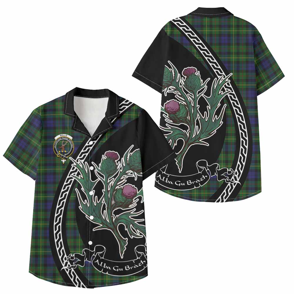 Rollo Family Crest Tartan Kid Hawaiian Shirt Alba Thistle Inspired - Tartan Vibes Clothing