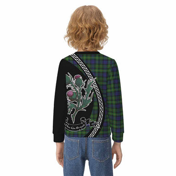 Rollo Family Crest Tartan Kid Knitted Sweatshirt Alba Thistle Inspired