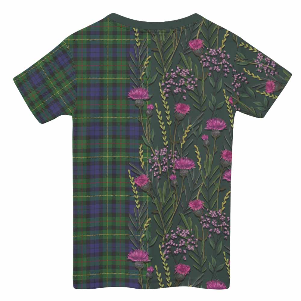 Rollo Family Crest Tartan Kid T-shirt Scottish Thistle Flower Pattern Half Style - Tartan Vibes Clothing