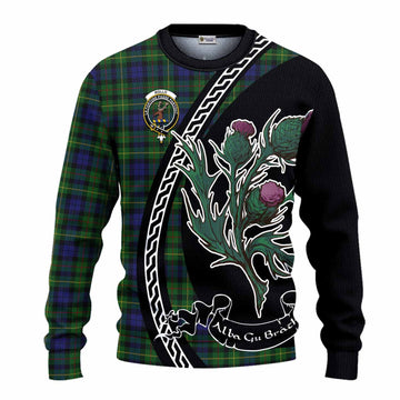 Rollo Family Crest Tartan Knitted Sweater Alba Thistle Inspired