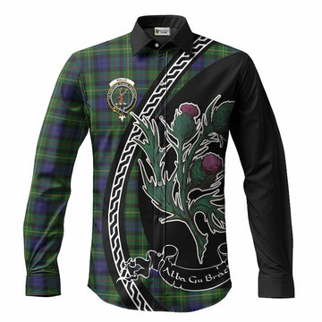 Rollo Family Crest Tartan Long Sleeve Button Shirts Alba Thistle Inspired