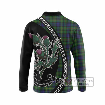 Rollo Family Crest Tartan Long Sleeve Polo Shirt Alba Thistle Inspired