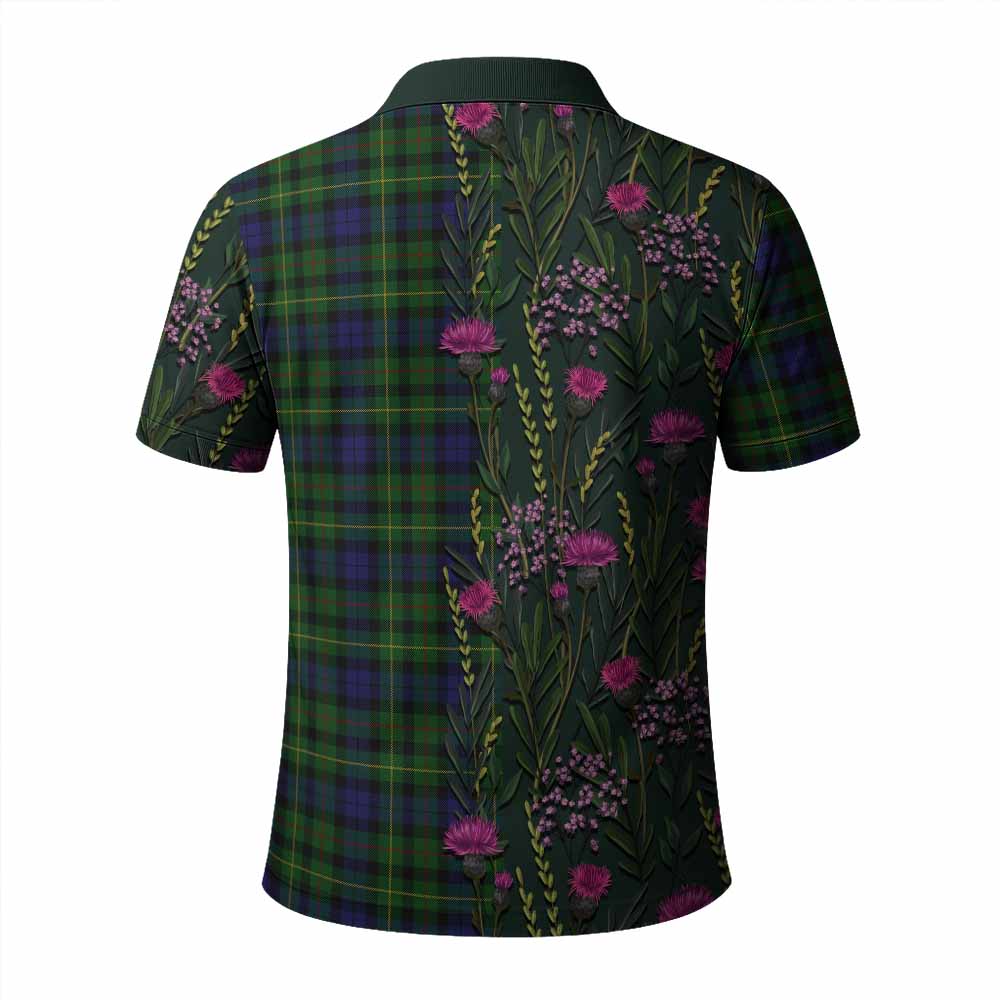 Rollo Family Crest Tartan Polo Shirt Scottish Thistle Flower Pattern Half Style - Tartan Vibes Clothing