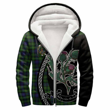 Rollo Family Crest Tartan Sherpa Hoodie Alba Thistle Inspired