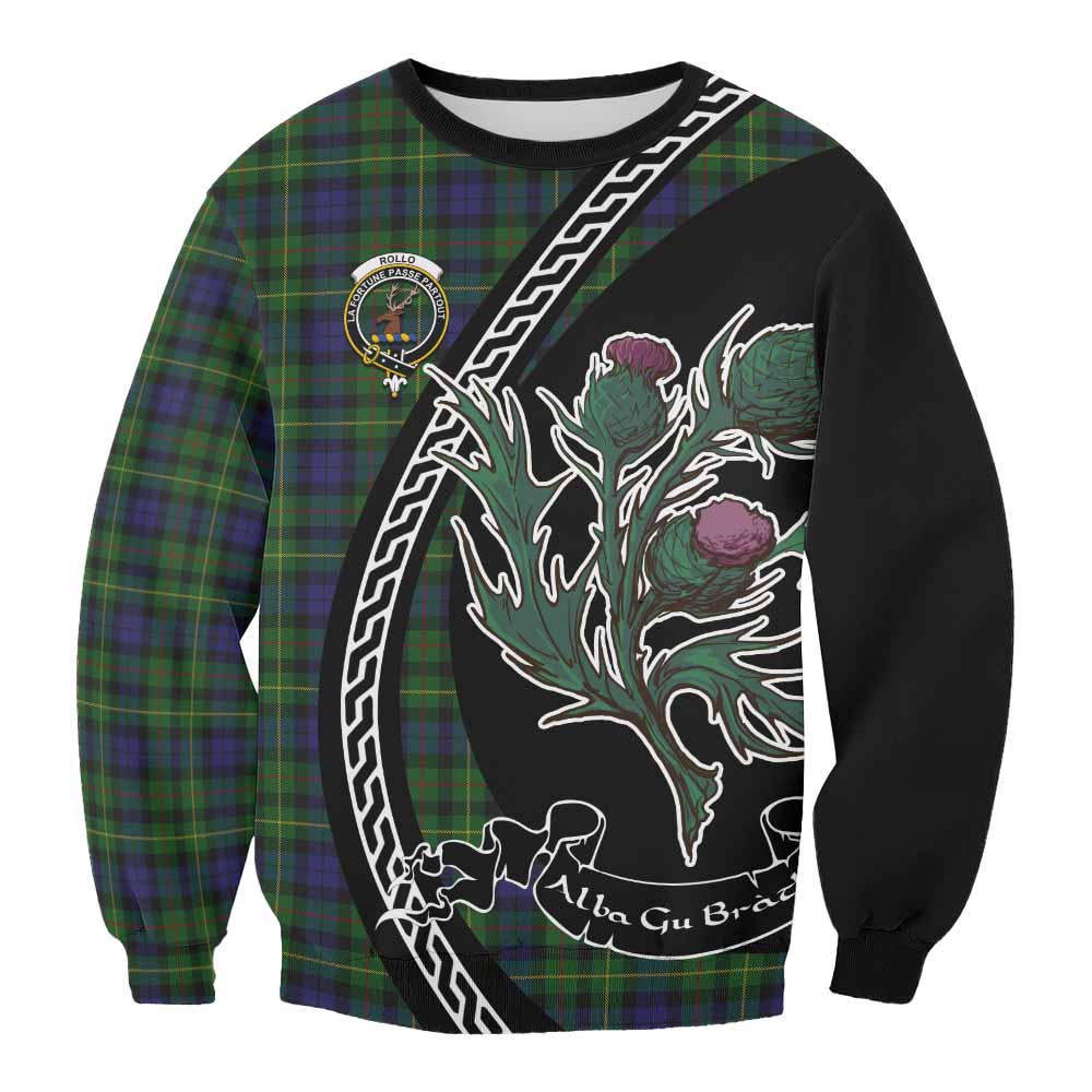 Rollo Family Crest Tartan Sweatshirt Alba Thistle Inspired - Tartan Vibes Clothing