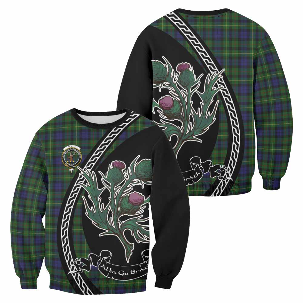 Rollo Family Crest Tartan Sweatshirt Alba Thistle Inspired - Tartan Vibes Clothing
