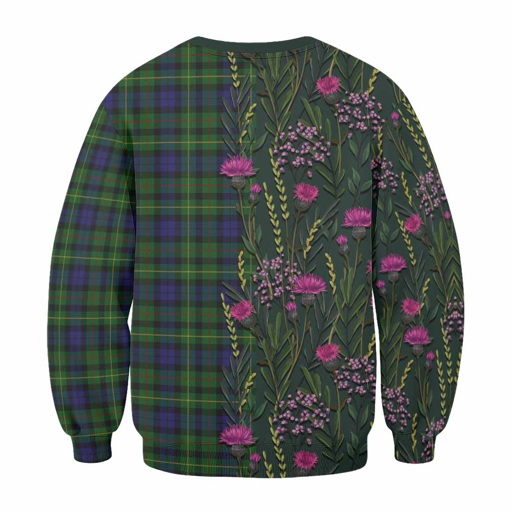 Rollo Family Crest Tartan Sweatshirt Scottish Thistle Flower Pattern Half Style - Tartan Vibes Clothing
