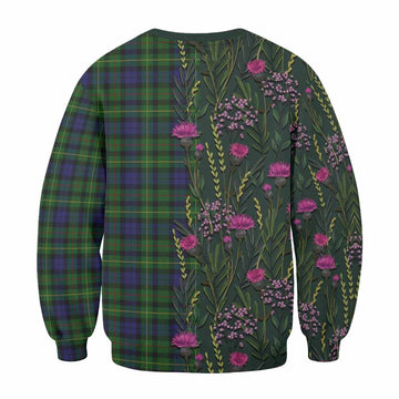 Rollo Family Crest Tartan Sweatshirt Scottish Thistle Flower Pattern Half Style