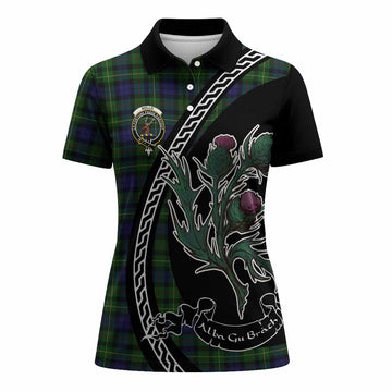 Rollo Family Crest Tartan Women Polo Shirt Alba Thistle Inspired